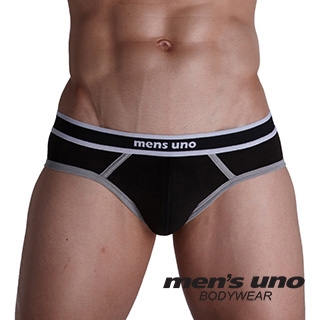 【men′s uno BODYWEAR】全方位新科技抗菌親膚BODYTECH經典包灰邊黑色三角褲