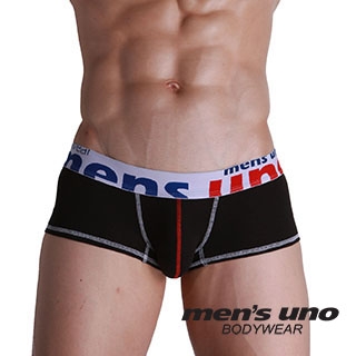 【men′s uno BODYWEAR】全方位新科技抗菌親膚BODYTECH藍紅時尚四角褲-黑