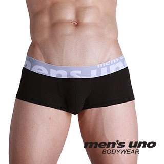 【men′s uno BODYWEAR】全方位新科技抗菌親膚BODYTECH時尚黑色四角褲(白字)