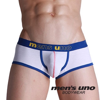 【men′s uno BODYWEAR】新科技抗菌親膚BODYTECH個性包藍邊白色四角褲