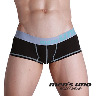 【men′s uno BODYWEAR】全方位新科技抗菌親膚BODYTECH時尚黑色四角褲(藍字)