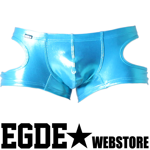 EGDE 銀箔系列閃腰側挖空超低腰四角褲(閃藍) PREMIUM02bl