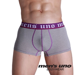 【men′s uno BODYWEAR】新科技抗菌親膚BODYTECH紫色羅馬字中四角褲-灰