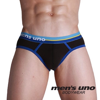 【men′s uno BODYWEAR】全方位新科技抗菌親膚BODYTECH包藍邊三角褲-黑