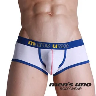 【men′s uno BODYWEAR】新科技抗菌親膚BODYTECH個性包藍邊白色四角褲