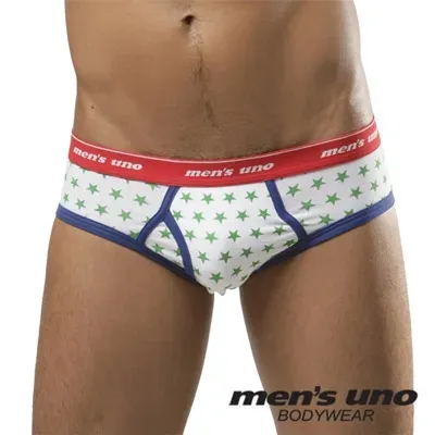 【men′s uno BODYWEAR】美式星型圖案低腰三角褲-綠星
