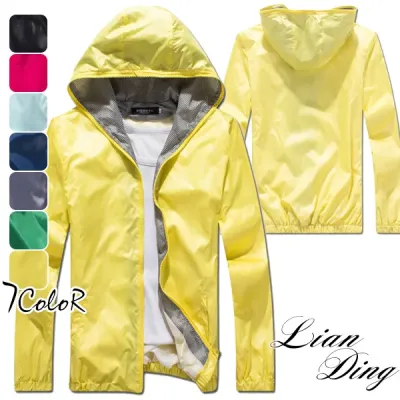韓版螢光亮色內裏防風連帽外套-7色/M-2XL碼【M50062】