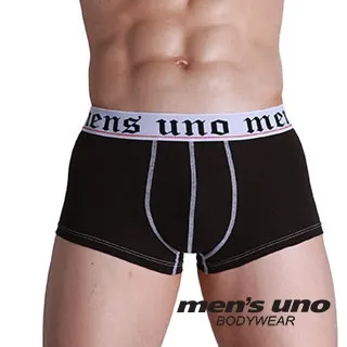 【men′s uno BODYWEAR】新科技抗菌親膚BODYTECH白色羅馬字黑色中四角褲
