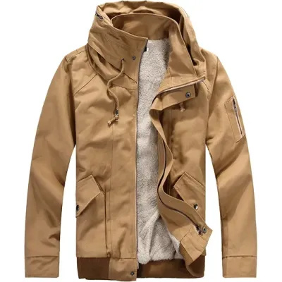 高領刷毛抽繩設計保暖內裡外套-五色5碼 M8212