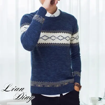 韓版學院氣質風針織毛衣衫-丈青/M碼-2XL碼 P10099