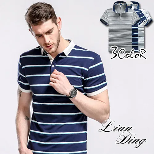 美式休閒領扣條紋POLO衫/短T-3色/M-3XL碼 【PBEW528247】