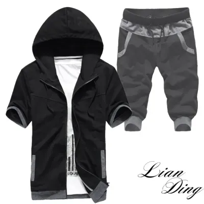 韓版連帽拼接運動套裝-四色/M碼-3XL碼 PBN150124